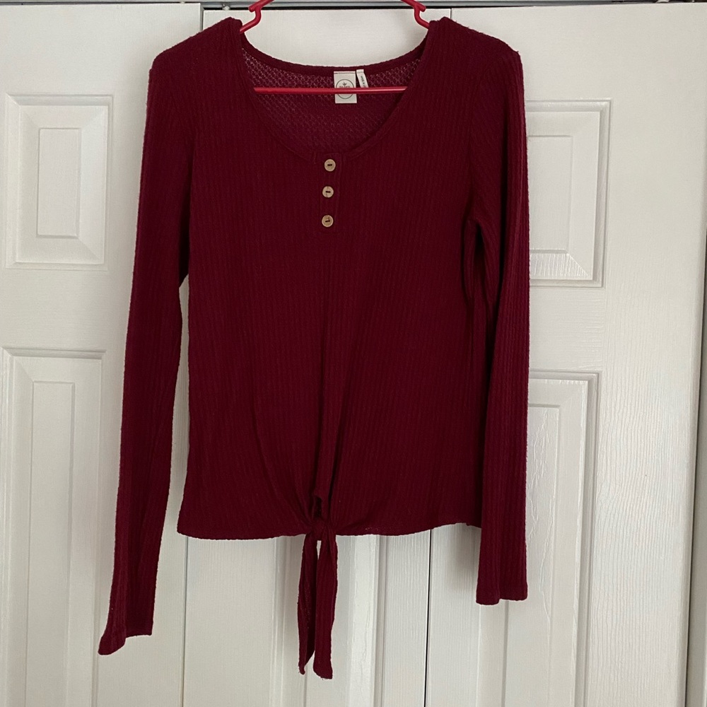 Paper Crane Waffle Knit Sweater - Burgundy